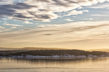 Obraz premium View of oslofjord on a cold winter day
