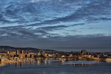 Fototapeta premium View of oslofjord on a cold winter day