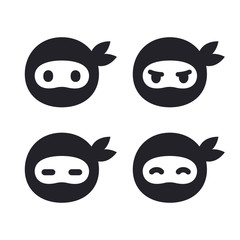 Ninja face icon set - obrazy, fototapety, plakaty