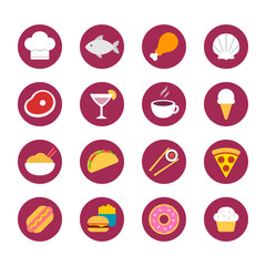 Restaurant food icon set
