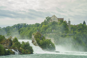 The biggest waterfall - Rhine Falls with Laufen Castle at Europe