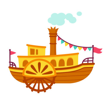 Cartoon steamboat ship