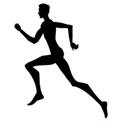 Silhouette of running man. Vector illustration.