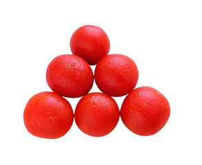 Many ripe red tomatoes. Isolation, white background under clipping path