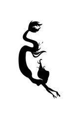 Silhouette of graceful mermaid. Vector illustration without background.
