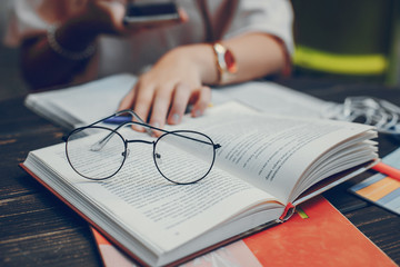 Female student studying