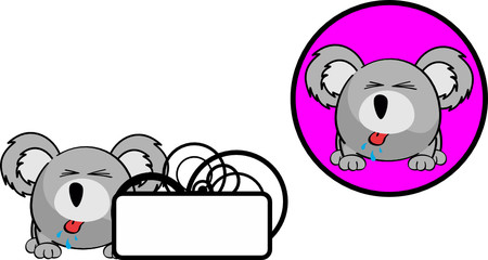 cute ball koala cartoon expression copyspace sticker in vector format