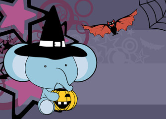 cute little baby elephant cartoon halloween costume background in vector format very easy to edit
