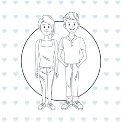 Young friends cartoon icon vector illustration graphic design