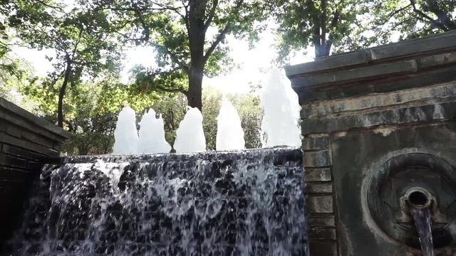 Park Water Fountain and Waterfalls