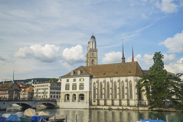 Afternoon cityscape of Great Minster, Zurich