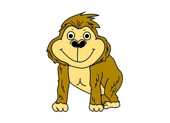Gorilla cartoon monkey art cute funny animal smile face white background Basic RGB