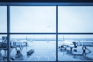Papier Peint photo Aéroport scène de fenêtre d& 39 aéroport