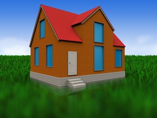 3d blank over meadow