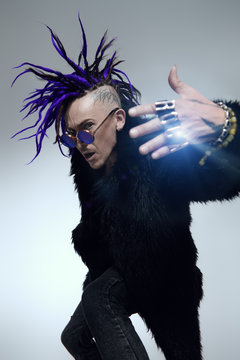 purple mohawk hairstyle Stock Photo | Adobe Stock