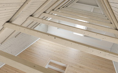 Loft Apartment through the Exposed Wooden Beams