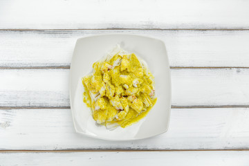 Khanom Jeen Nam Ya Pu, rice noodles with crab curry sauce, Signature Thai food,