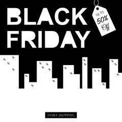 Black Friday Sale promotion vector display poster. Black friday sale inscription design template. Black friday banner. Vector illustration. Black Friday Sale Poster design Typography Retro.