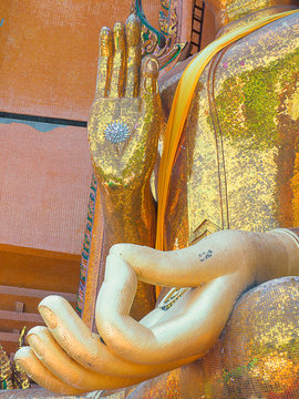 Close Up Buddha statue Wat Tham Seua..