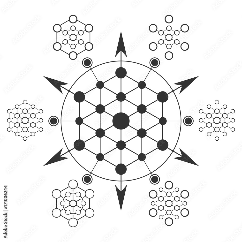 Aufkleber sacred geometry element. hexagonal element.