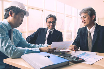 team of engineering man meeting for project solution in office meeting room