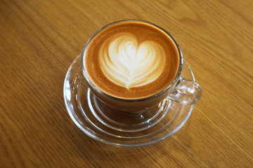 Top view latte art coffee