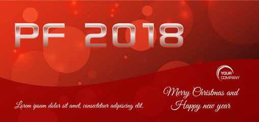 Vector bokeh 2018 happy new year card in red color