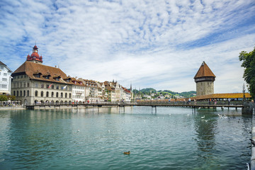 The beautiful Chapel Bridge and cityscape