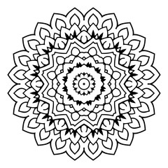 Mandala. Black and white decorative element. Picture for coloring. Decorative element in oriental style. Boho ornament.