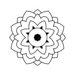 Mandala. Black and white decorative element. Picture for coloring. Decorative element in oriental style. Boho ornament.