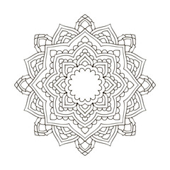 Mandala. Black and white decorative element. Picture for coloring. Decorative element in oriental style. Boho ornament.