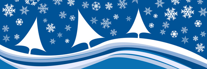 Abstract banner, vector blue winter background, christmas concept