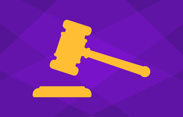 Gavel, the hammer of law and justice or lawsuit judgement flat vector illustration for websites