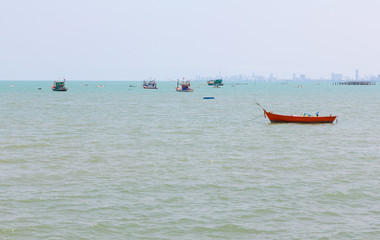 Fototapeta premium many small boat on the ocean