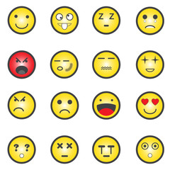 different yellow emotions icons set, vector illustration