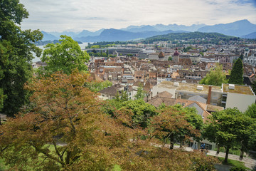 Fototapeta na wymiar Aerial view of Lucerne cityscape