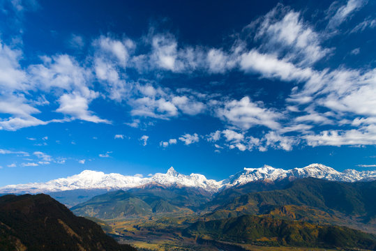 Annapurna Himalayan Mountain Range Snowy Wide Sky