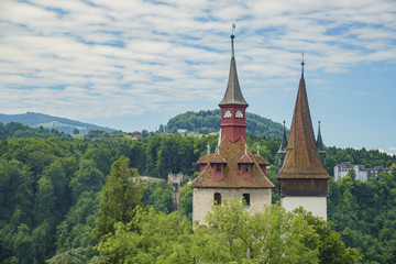 The historical Luegislandturm and Wachturm tower