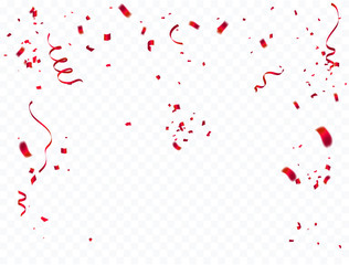 confetti and red ribbons. Vector illustration. concept Celebration background. template with isolated.