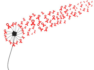 red AIDS ribbon dandelion
