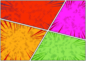 Bright colorful dotted comic book style story page template © phyZick