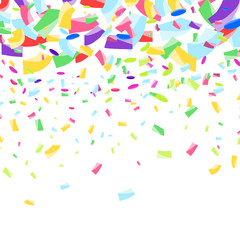 Cheerful bright colorful festive confetti falling background