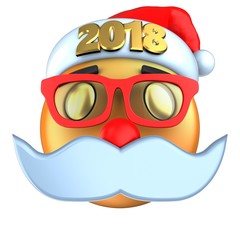 3d orange emoticon smile with 2018 Christmas hat