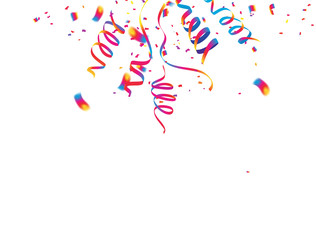 confetti and Colorful ribbons. Vector illustration. concept Celebration background. template with isolated.