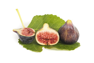 Mediterranean figs on a fig leaf