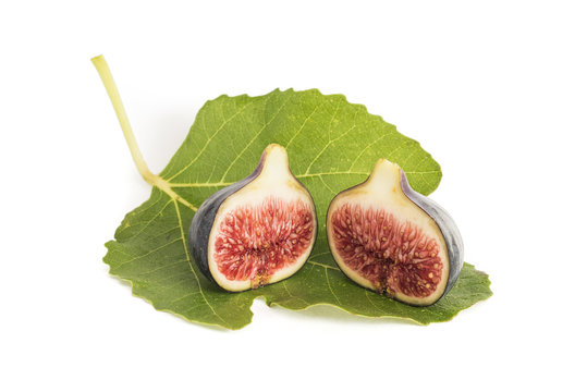 Fig on a fig leaf with isolated background
