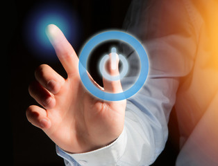 Power button symbol displayed on a futuristic interface - Technology and energy concept