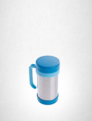 Thermo cup or stainless steel thermo cup on a background.