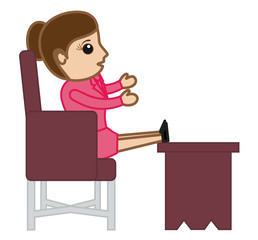 Cartoon Businesswoman in Office