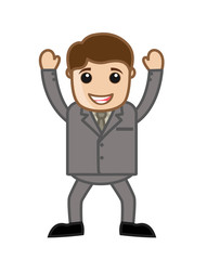 Happy Cartoon Businessman Dancing